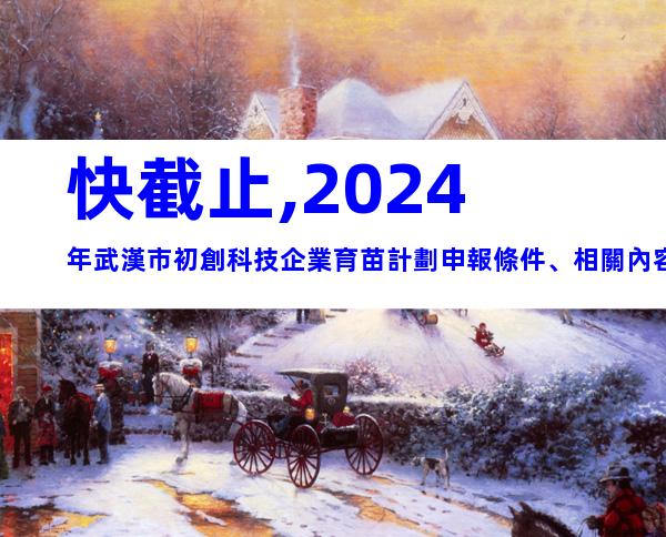 快截止,2024年武漢市初創科技企業育苗計劃申報條件、相關內容