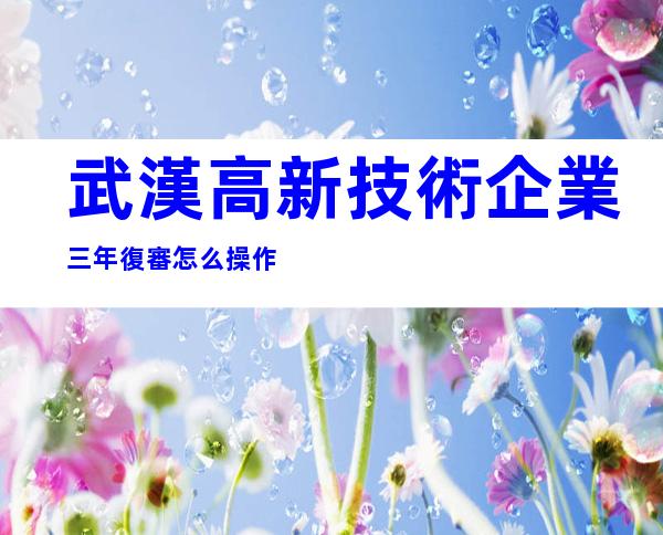 武漢高新技術企業三年復審怎么操作